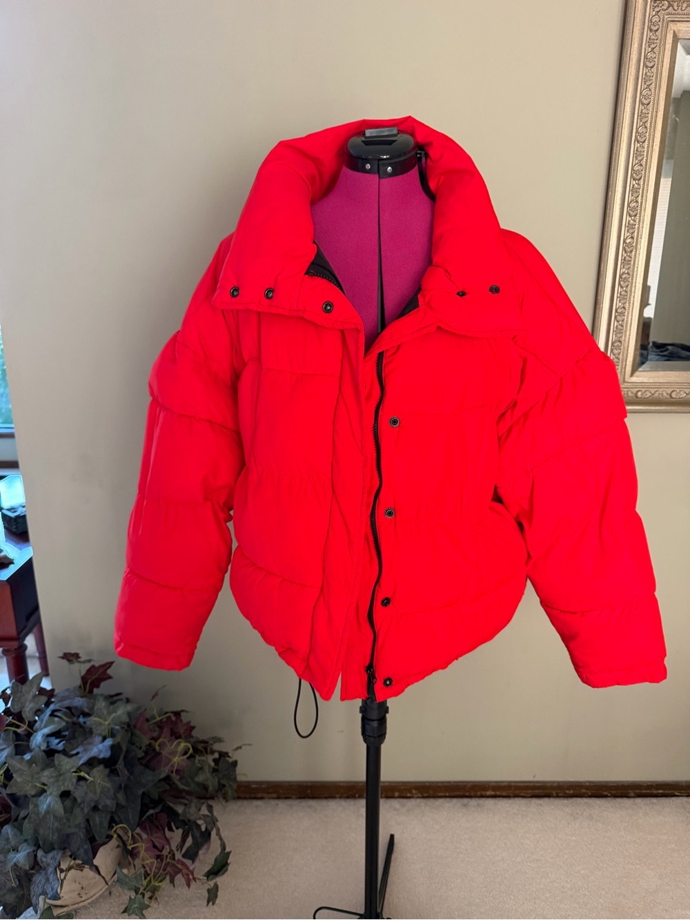 Urban Outfitters '90s Sport Red Puffer Jacket